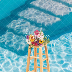 Aperturee - Aperturee Pool Water Bricks Baby Blue Summer Vibe Backdrop