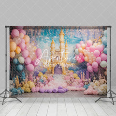 Aperturee - Aperturee Princess Castle Balloons Birthday Photography Backdrop