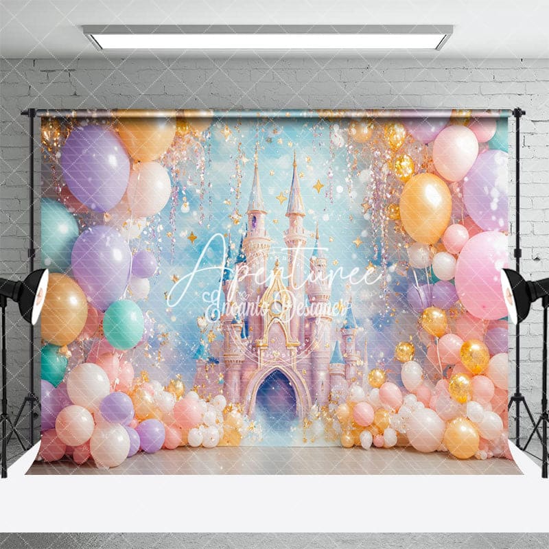 Aperturee - Aperturee Princess Dreamy Castle Birthday Photography Backdrop