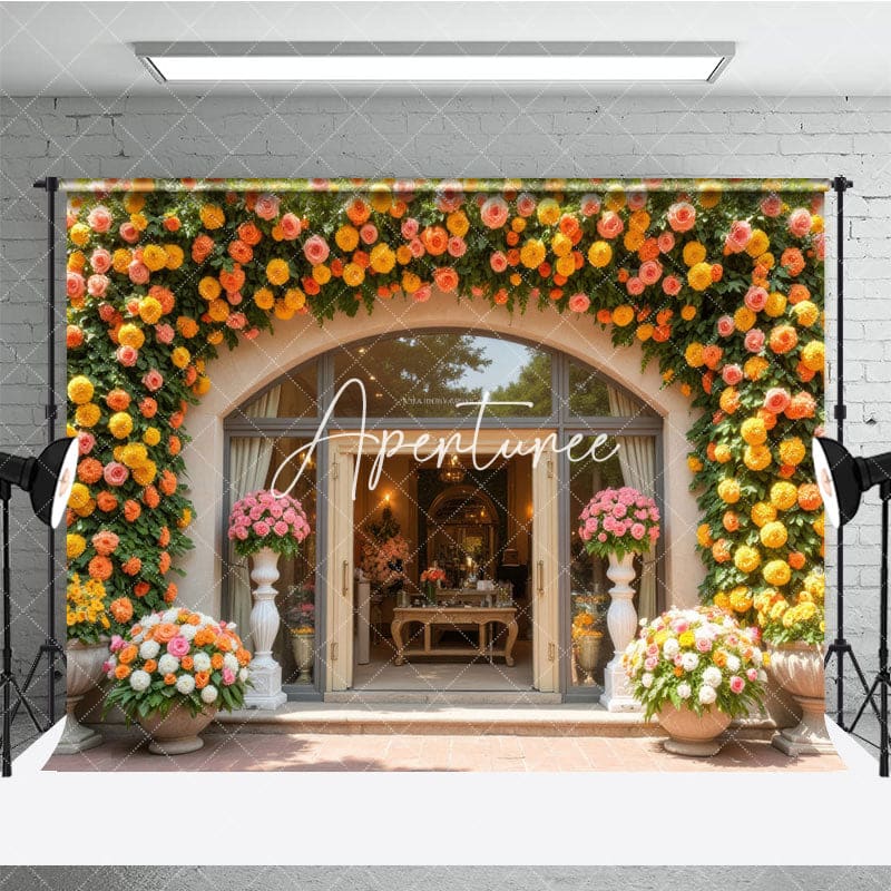 Aperturee - Aperturee Pulp Yellow Floral Arch Garland Door Backdrop