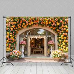 Aperturee - Aperturee Pulp Yellow Floral Arch Garland Door Backdrop