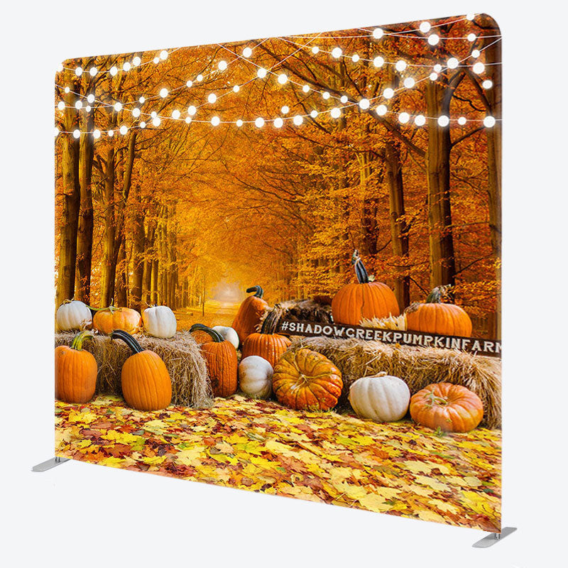 Aperturee - Aperturee Pumpkin And Leaves Fabric Backdrop Cover for Autumn