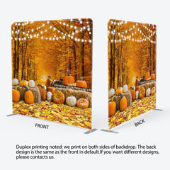 Aperturee - Aperturee Pumpkin And Leaves Fabric Backdrop Cover for Autumn