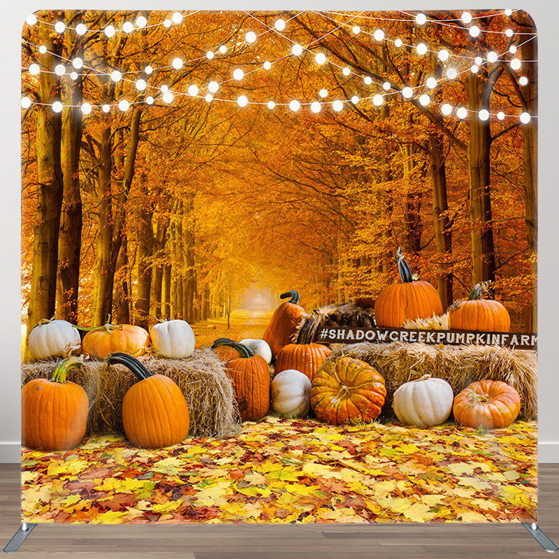 Aperturee - Aperturee Pumpkin And Leaves Fabric Backdrop Cover for Autumn