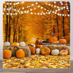 Aperturee - Aperturee Pumpkin And Leaves Fabric Backdrop Cover for Autumn