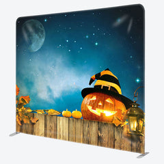 Aperturee - Aperturee Pumpkin And Wood Fabric Backdrop Cover for Halloween