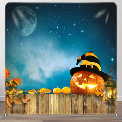 Aperturee - Aperturee Pumpkin And Wood Fabric Backdrop Cover for Halloween