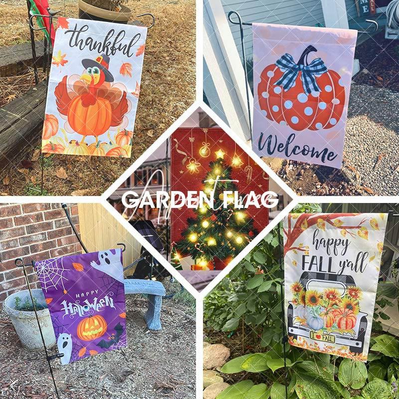 Aperturee - Aperturee Pumpkin Floral Retro Wooden Thanksgiving Garden Flag