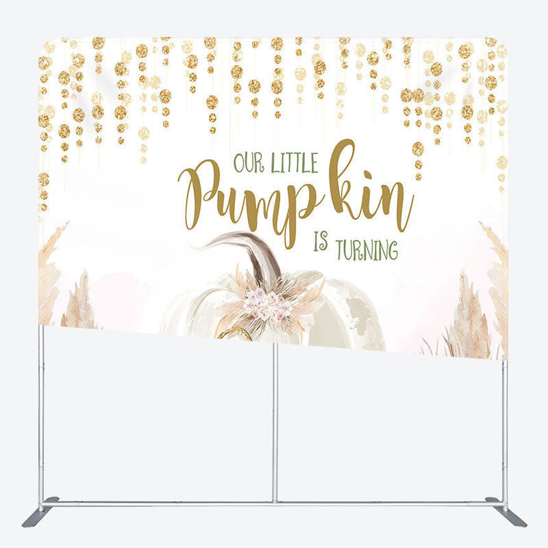 Aperturee - Aperturee Pumpkin Is Turning One Fabric Backdrop Cover for Birthday