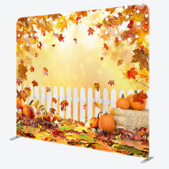 Aperturee - Aperturee Pumpkin Maple Leaves Fabric Backdrop Cover for Autumn