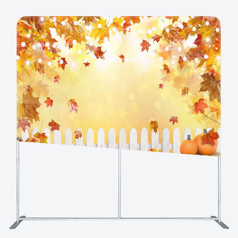 Aperturee - Aperturee Pumpkin Maple Leaves Fabric Backdrop Cover for Autumn