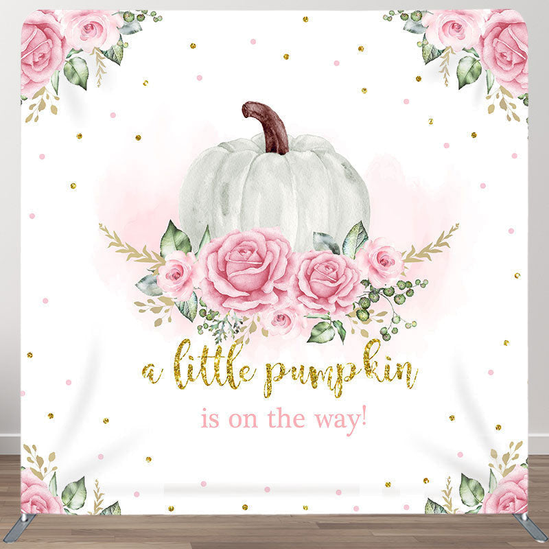 Aperturee - Aperturee Pumpkin On The Way Fabric Backdrop Cover for Baby Shower