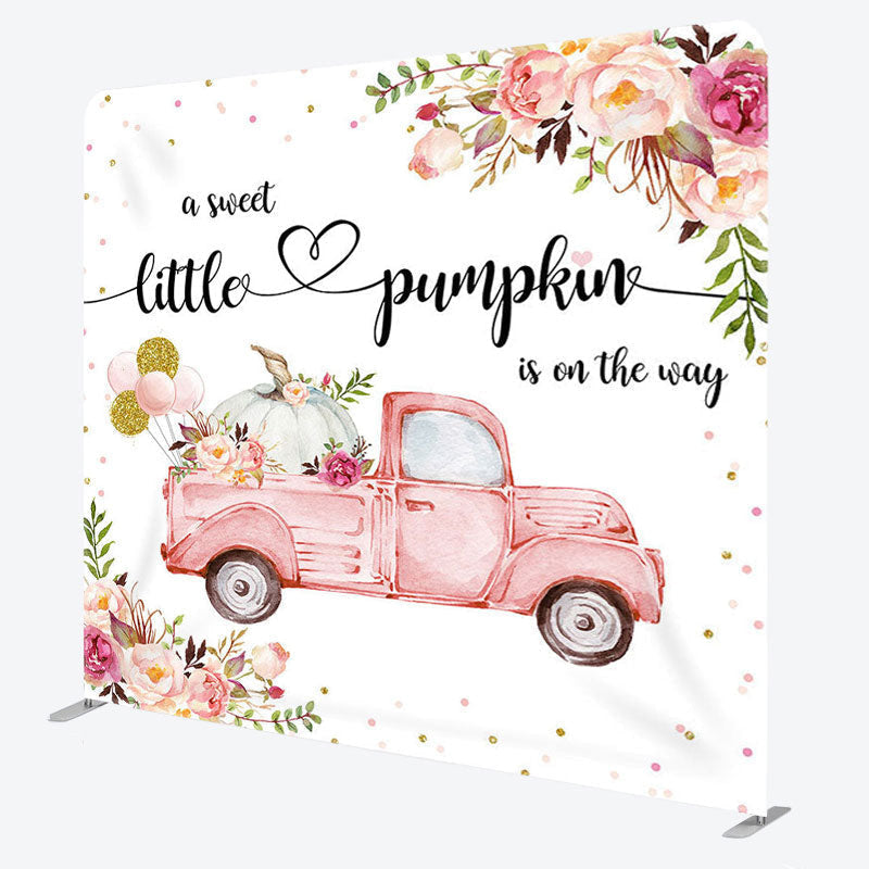 Aperturee - Aperturee Pumpkin Pink Car Fabric Backdrop Cover for Baby Shower