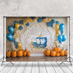 Aperturee - Aperturee Pumpkins Balloons Carriage Cake Smash Photo Backdrop