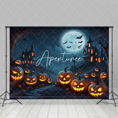 Aperturee - Aperturee Pumpkins Candle Night Bat Manor Halloween Backdrop