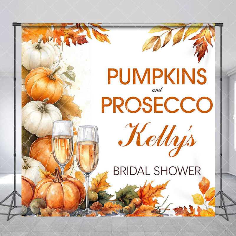 Aperturee - Aperturee Pumpkins Prosecco Custom Name Bridal Shower Backdrop