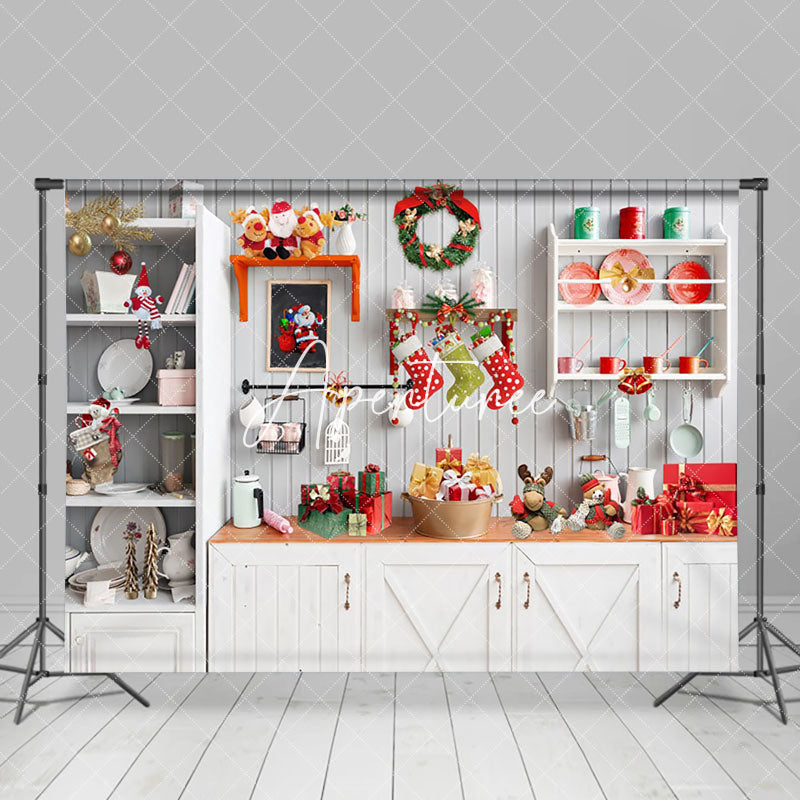 Aperturee - Aperturee Pure White Festive Kitchen Christmas Vibe Backdrop