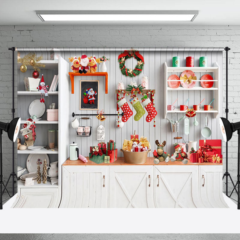 Aperturee - Aperturee Pure White Festive Kitchen Christmas Vibe Backdrop