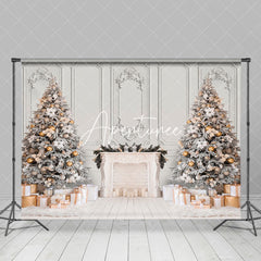 Aperturee - Aperturee Pure White Luxury Wall Xmas Tree Christmas Backdrop