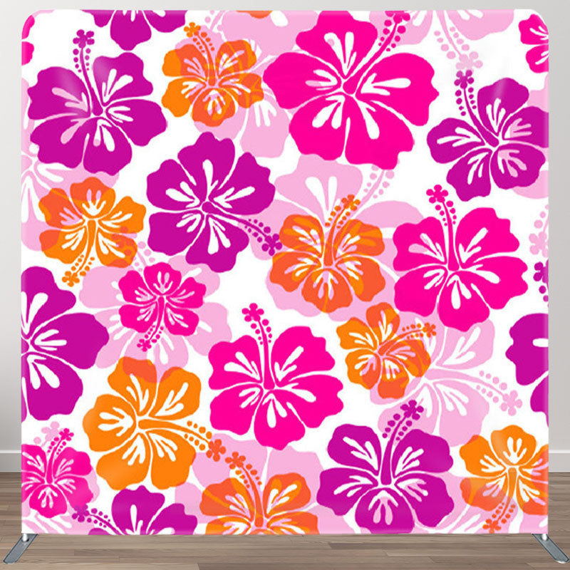 Aperturee - Aperturee Purple And Pink Flower Fabric Birthday Backdrop Cover