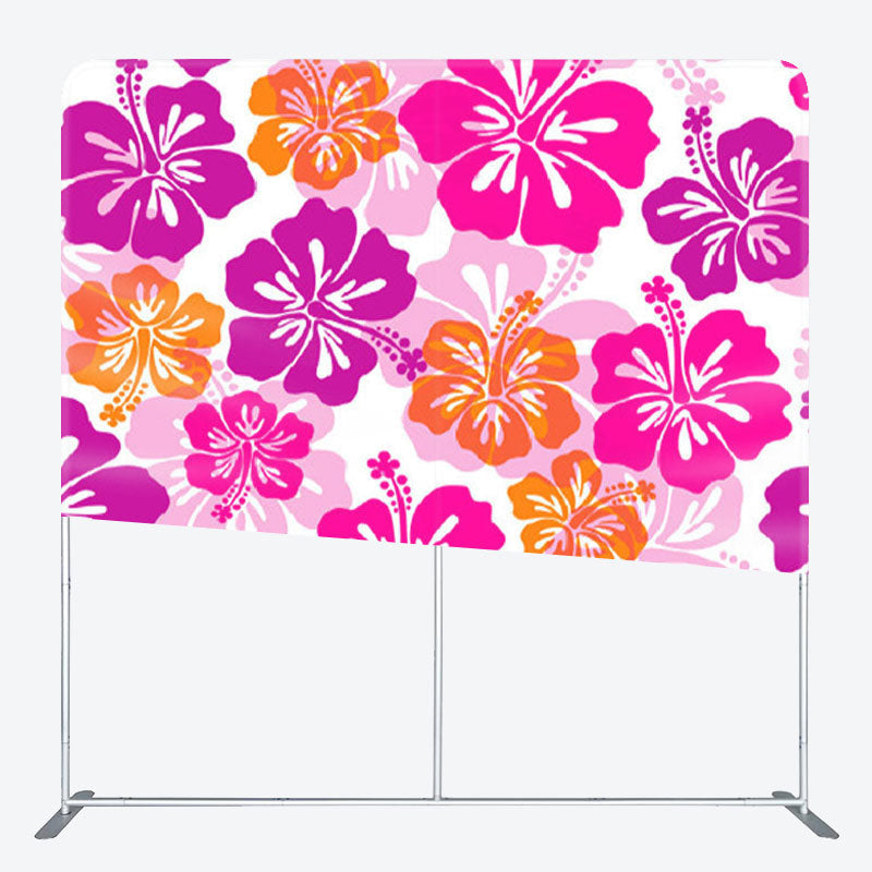 Aperturee - Aperturee Purple And Pink Flower Fabric Birthday Backdrop Cover