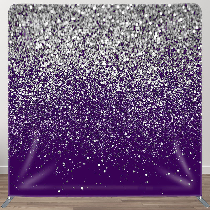 Aperturee - Aperturee Purple And Silver Fabric Backdrop Cover for Birthday