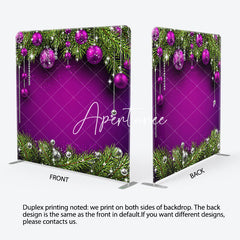 Aperturee - Aperturee Purple Bell Pine Leaf Christmas Pillow Case Backdrop