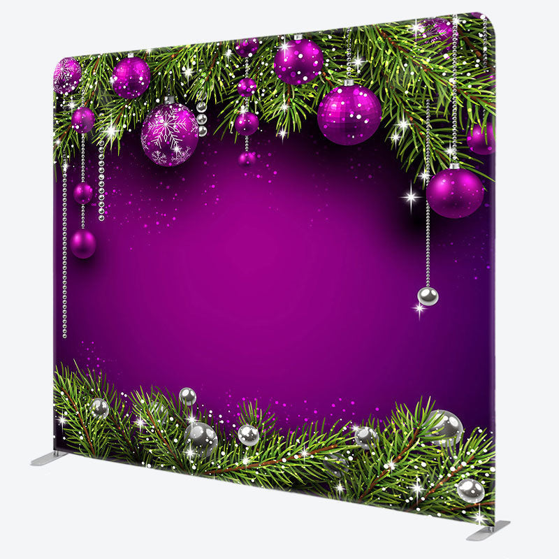 Aperturee - Aperturee Purple Bell Pine Leaf Christmas Pillow Case Backdrop