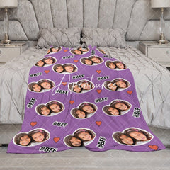 Aperturee - Aperturee Purple Best Friend Forever Tag Custom Photo Blanket