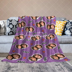 Aperturee - Aperturee Purple Best Friend Forever Tag Custom Photo Blanket