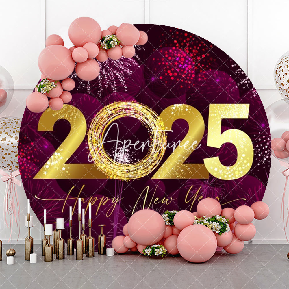 Aperturee - Aperturee Purple Dazzling New Year Night Party Circle Backdrop