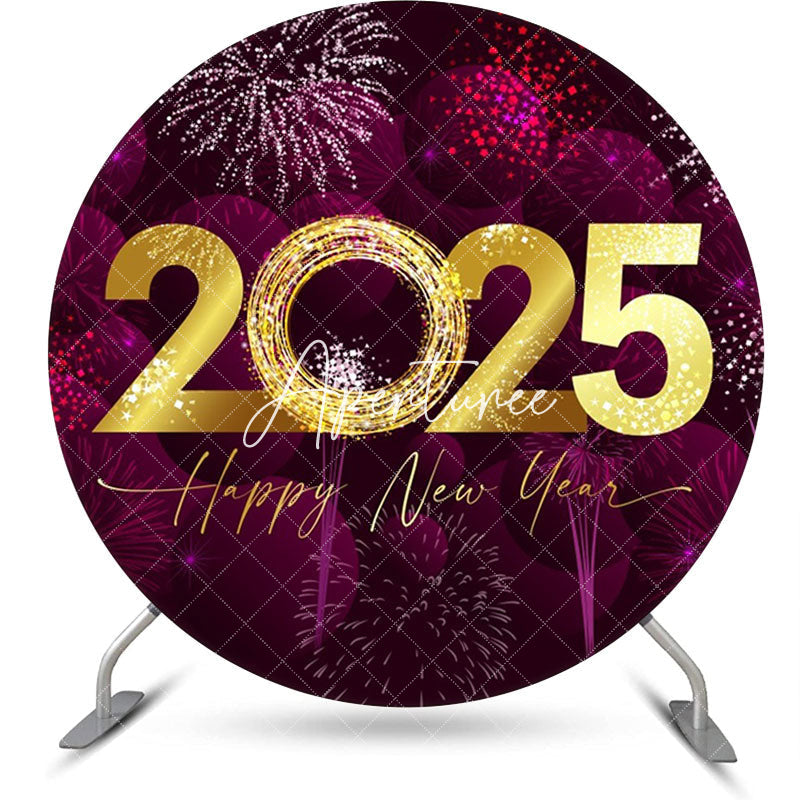 Aperturee - Aperturee Purple Dazzling New Year Night Party Circle Backdrop