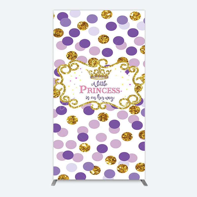 Aperturee - Aperturee Purple Dots Glitter Princess Baby Shower Rectangle Backdrop