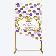 Aperturee - Aperturee Purple Dots Glitter Princess Baby Shower Rectangle Backdrop