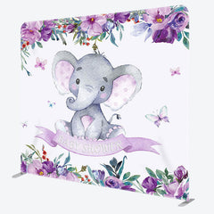 Aperturee - Aperturee Purple Elephant Fabric Backdrop Cover for Baby Shower