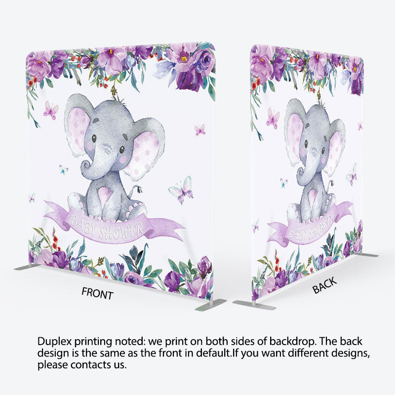 Aperturee - Aperturee Purple Elephant Fabric Backdrop Cover for Baby Shower