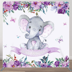 Aperturee - Aperturee Purple Elephant Fabric Backdrop Cover for Baby Shower