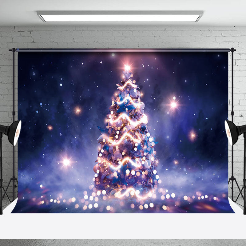 Aperturee - Aperturee Purple Fantasy Light Bokeh Night Xmas Tree Backdrop