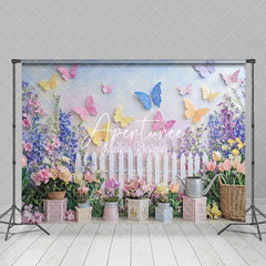 Aperturee - Aperturee Purple Fence Violet Butterfly Spring Photo Backdrop