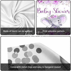 Aperturee - Aperturee Purple Floral Elephant Baby Shower Garage Door Banner