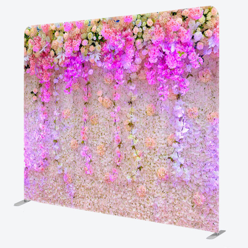 Aperturee - Aperturee Purple Floral Wall Backdrop Cover For Biryhday Party