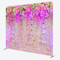 Aperturee - Aperturee Purple Floral Wall Backdrop Cover For Biryhday Party