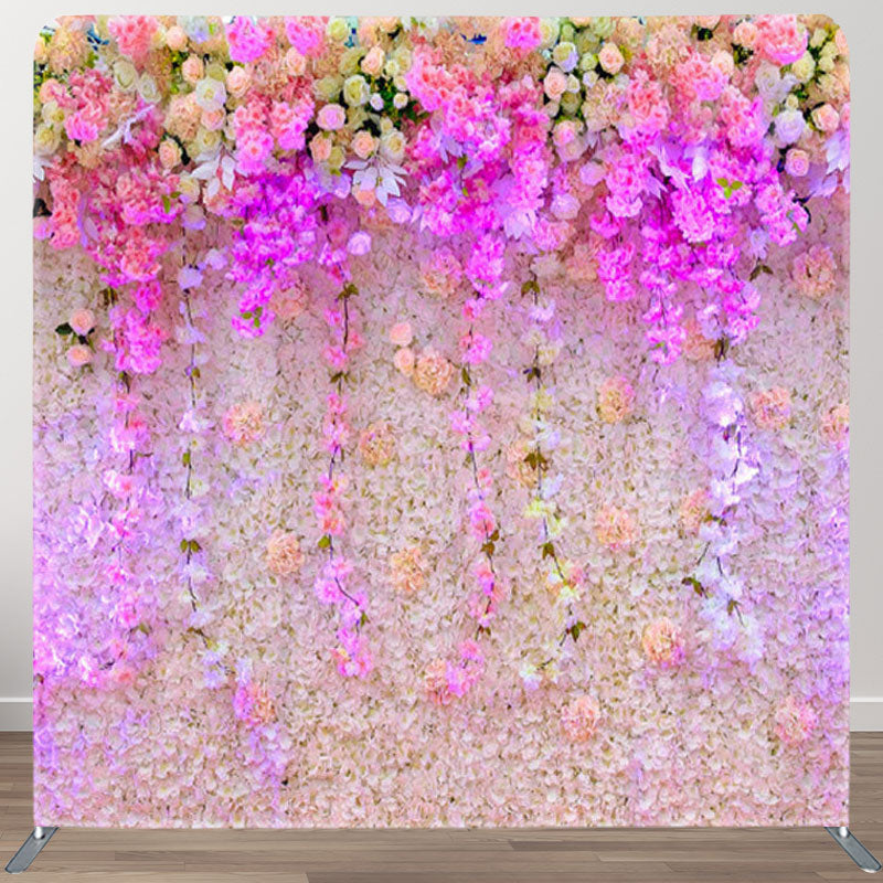 Aperturee - Aperturee Purple Floral Wall Backdrop Cover For Biryhday Party