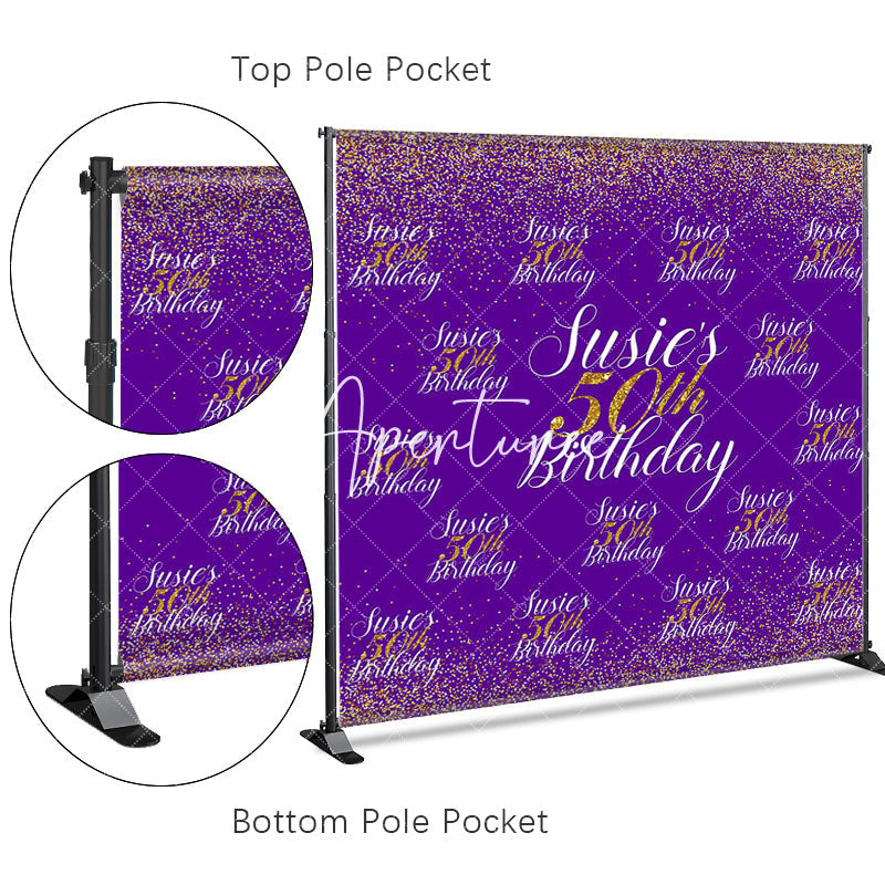 Aperturee - Aperturee Purple Gold Custom Step And Repeat Birthday Banner