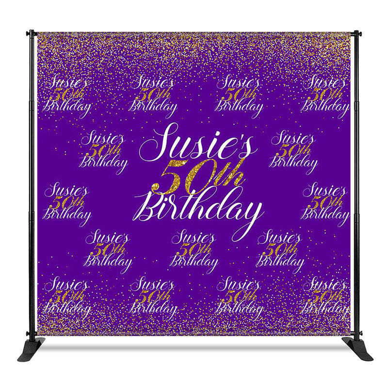 Aperturee - Aperturee Purple Gold Custom Step And Repeat Birthday Banner