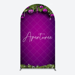 Aperturee - Aperturee Purple Green Pine Leaf Bells Christmas Arch Backdrop