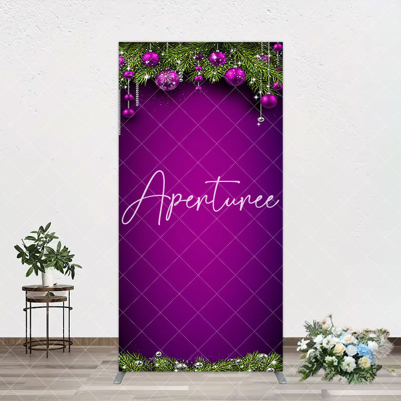 Aperturee - Aperturee Purple Green Pine Leaf Bells Christmas Arch Backdrop