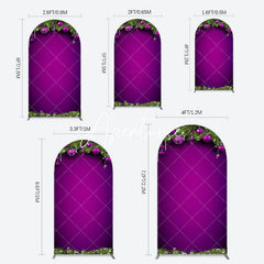 Aperturee - Aperturee Purple Green Pine Leaf Bells Christmas Arch Backdrop