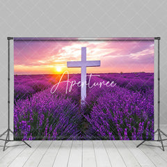 Aperturee - Aperturee Purple Lavender Flower Sea Sunset Sky Easter Backdrop