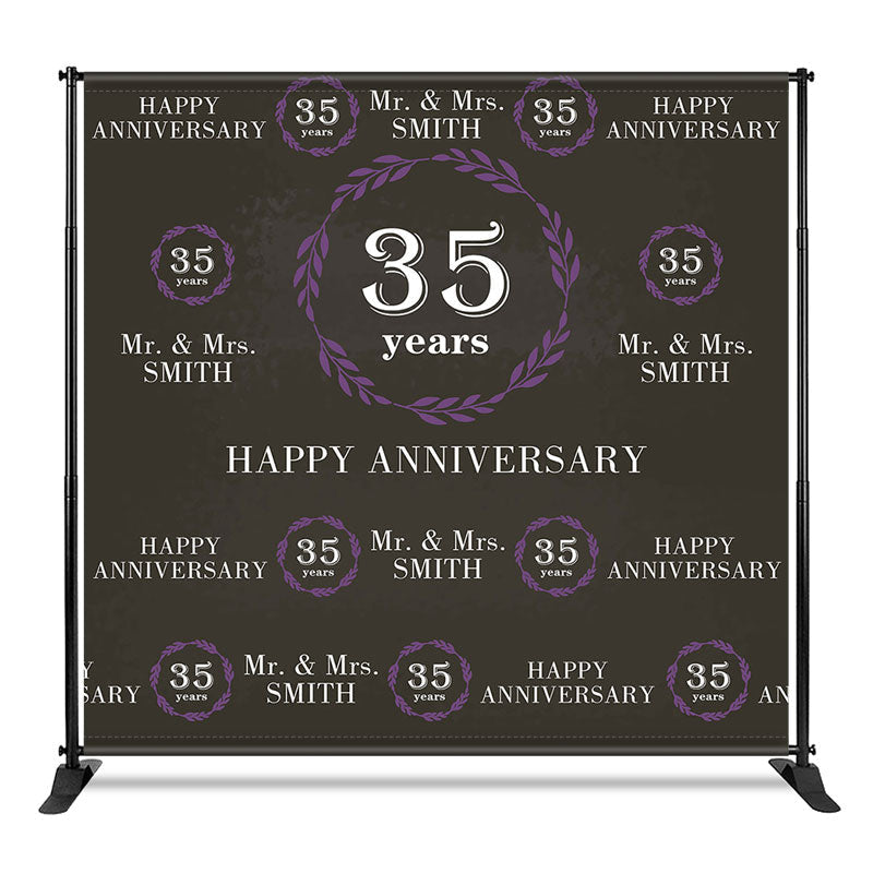 Aperturee - Aperturee Purple Leaves Step And Repeat Anniversary Backdrop